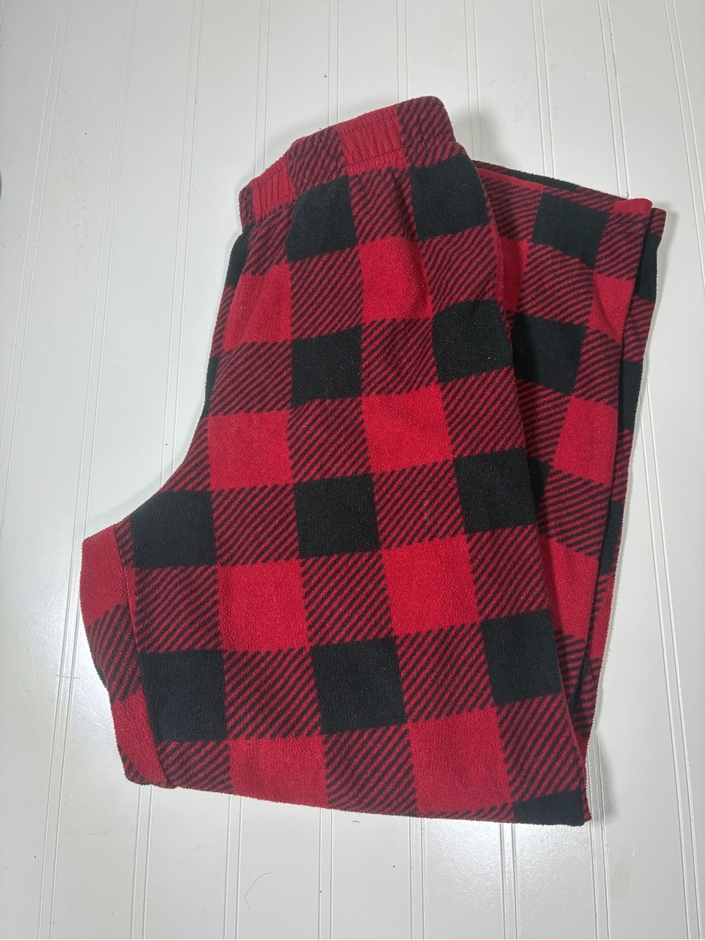 3/$10 Kids Red and Black Buffalo Plaid Fleece Bottoms